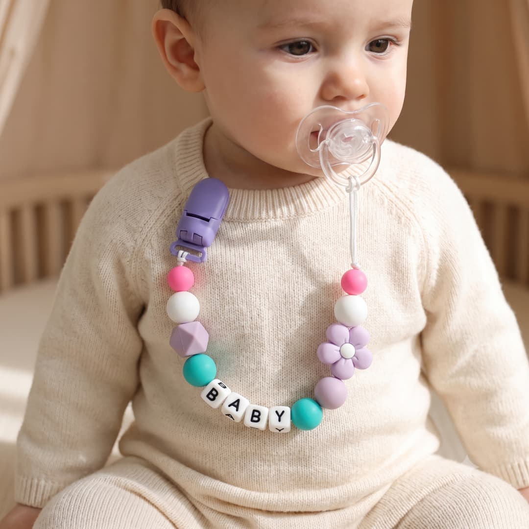 Baby Pacifier Clip - Klip Dot Bayi Personalisasi Nama Kustom,
