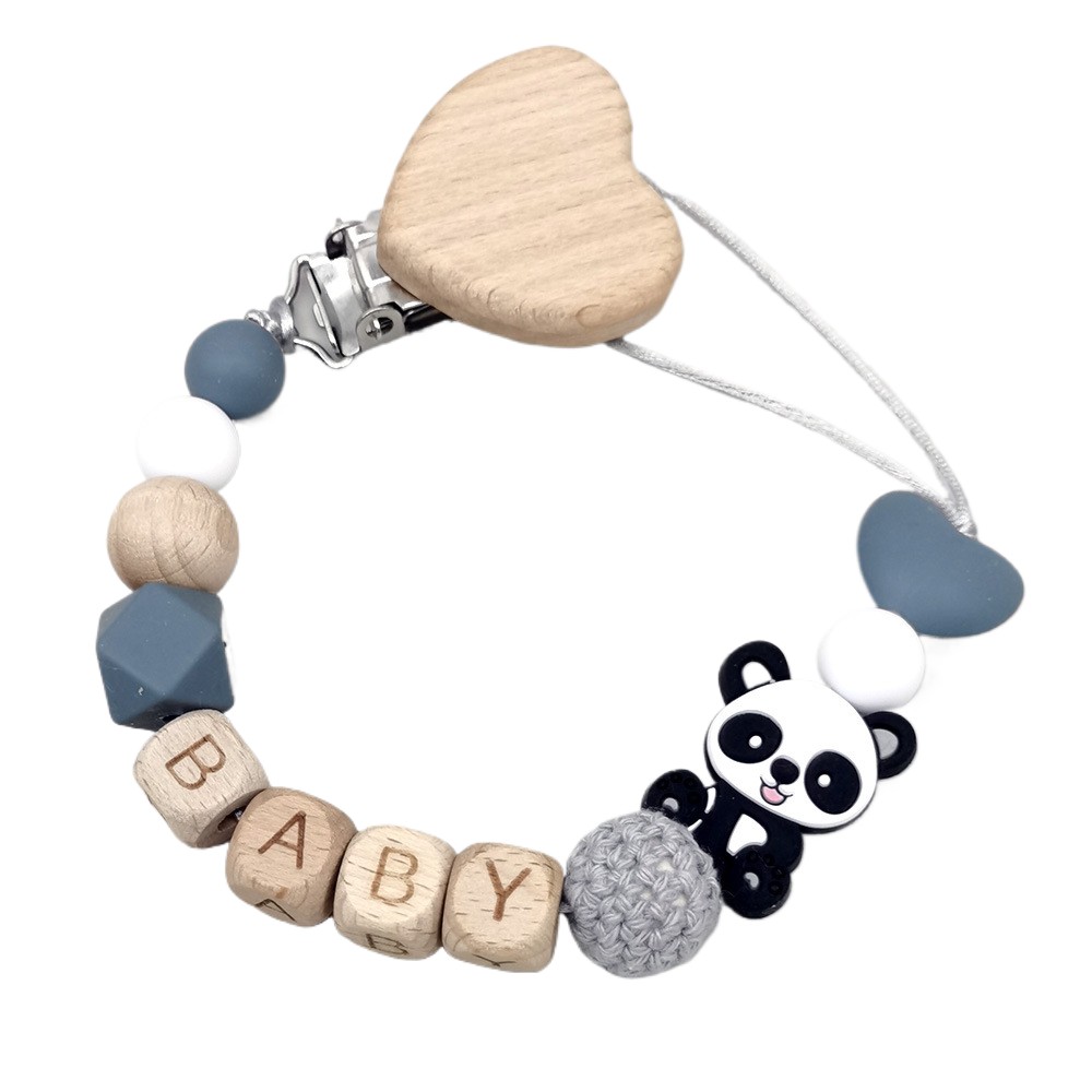 Baby Pacifier Clip - Rantai Empeng Bayi Kayu Personalisasi Desain