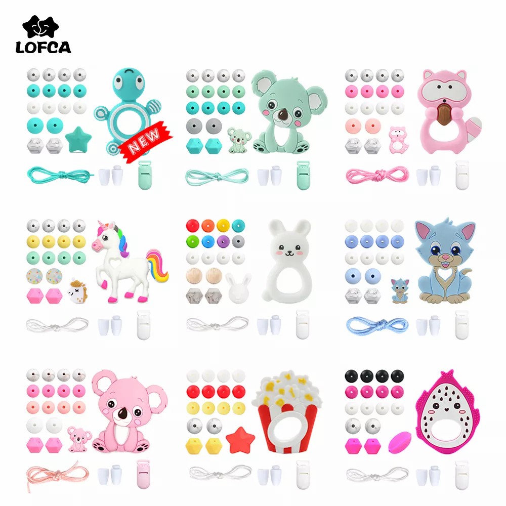 Baby Products Combo - LOFCA Set manik-manik kayu Teether silikon