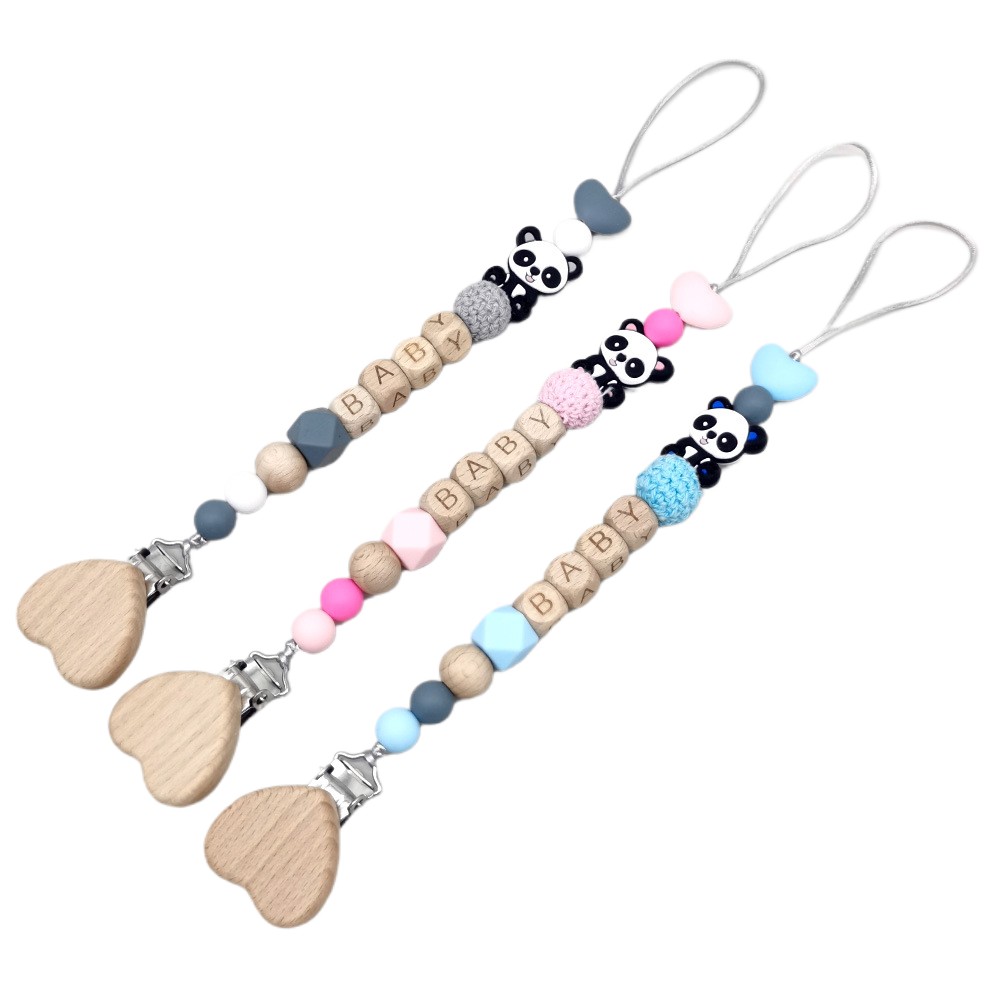 Rantai Empeng Bayi Kayu Person - Baby Pacifier Clip ulasan dan harga